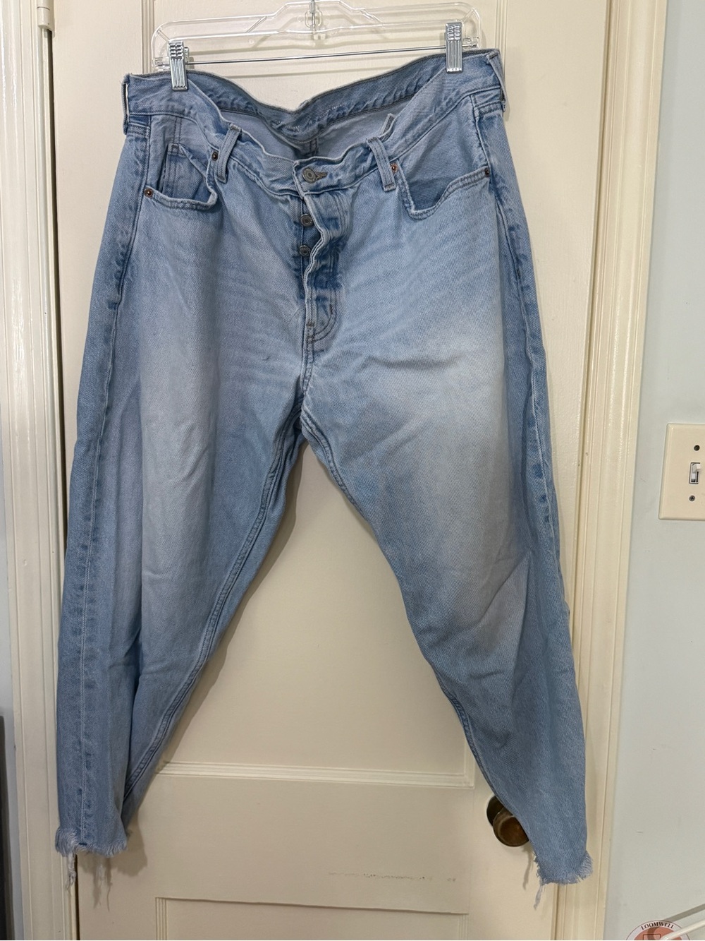 Light Blue Raw Hem, Womens Size 16, slouchy taper Old Navy jeans